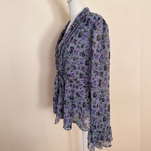 Cinq a Sept Drew Floral Leaf Print Long Sleeve Top - Picture 2 of 6